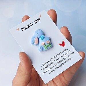 Pocket Hug Blue Easter Bunny Rabbit Gift
